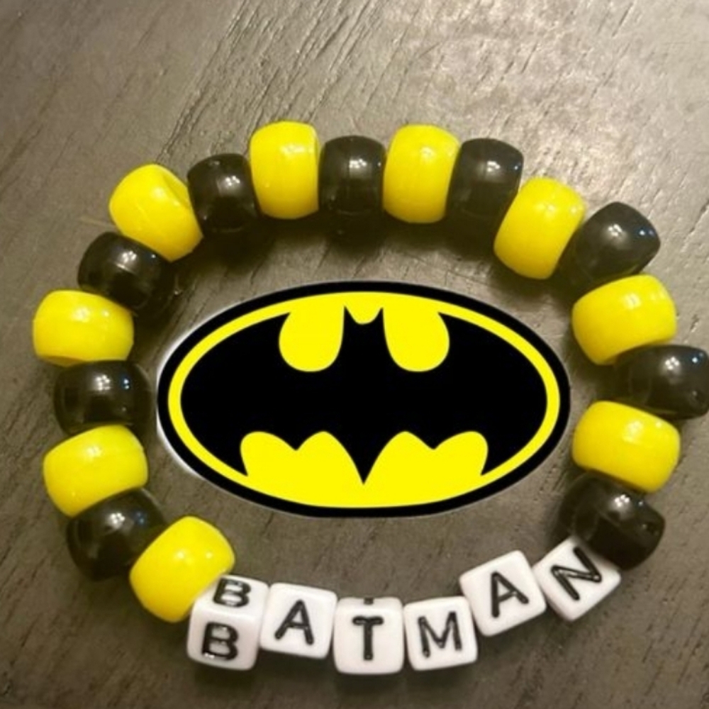 'Batman' Handmade Kandi Beaded Bracelet